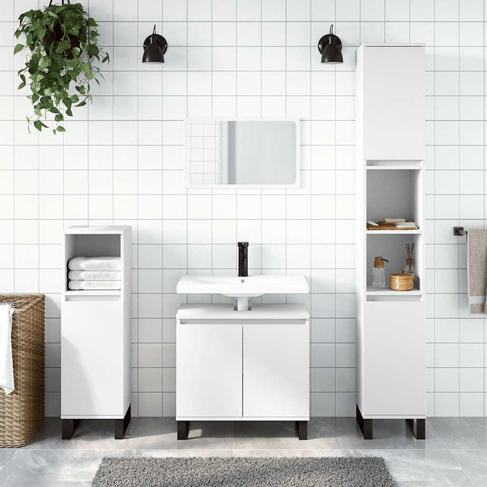 vidaXL Meuble de salle de bain blanc 58x33x60 cm Bois d'ingénierie