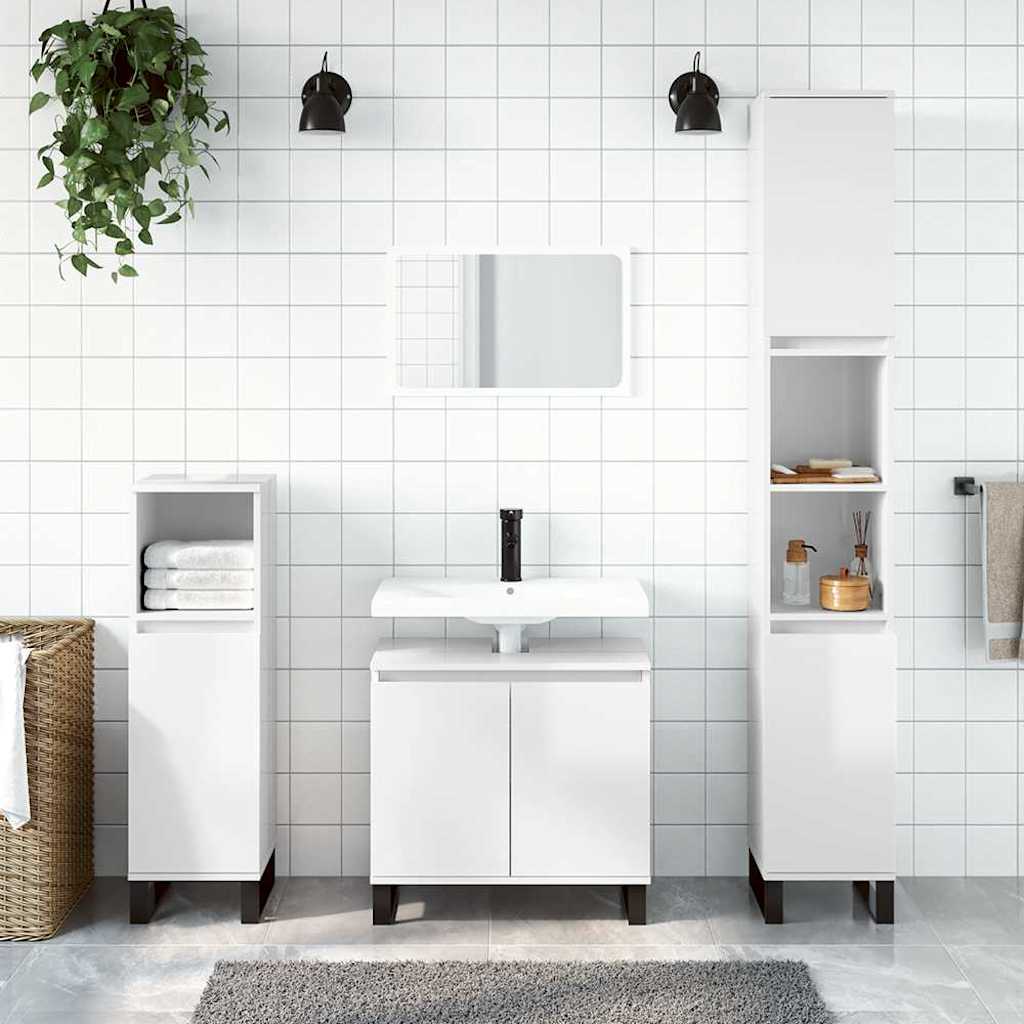Hochglanz Badschrank Weiß 58x33x60cm