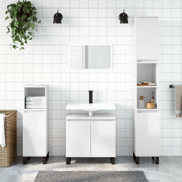 Hochglanz Badschrank Weiß 58x33x60cm