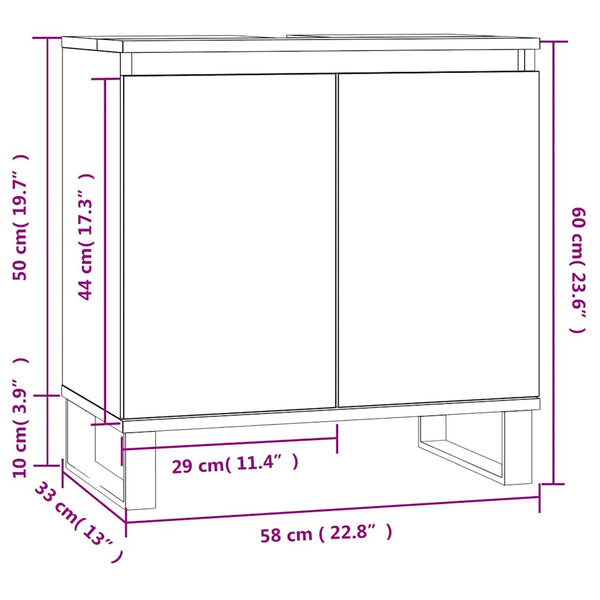 Badschrank Grau Sonoma 58x33x60 cm