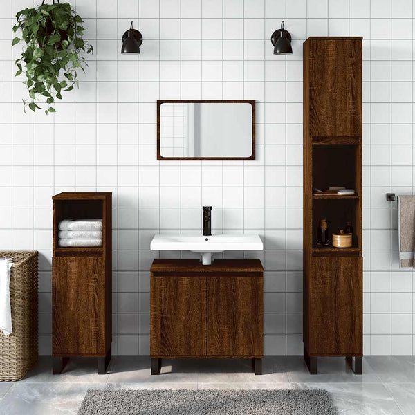 Badschrank Braun Eichen-Optik 58x33x60 cm
