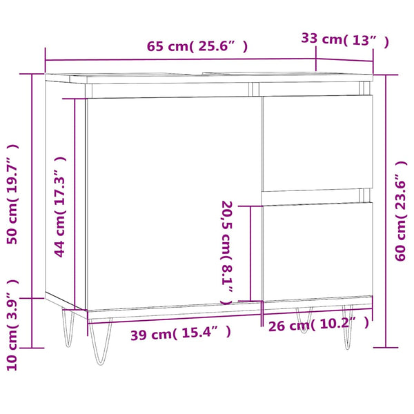 Badschrank Betongrau 65x60 cm