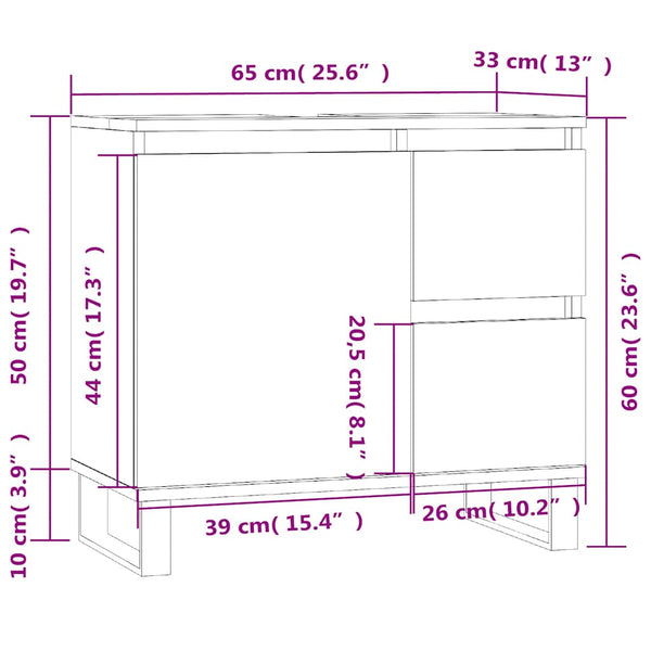 Schwarzer Badschrank 65 cm