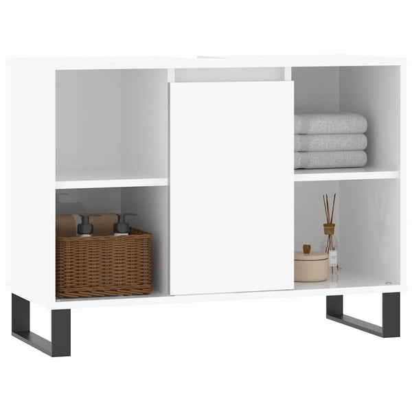 Hochglanz Badschrank Weiß 80cm