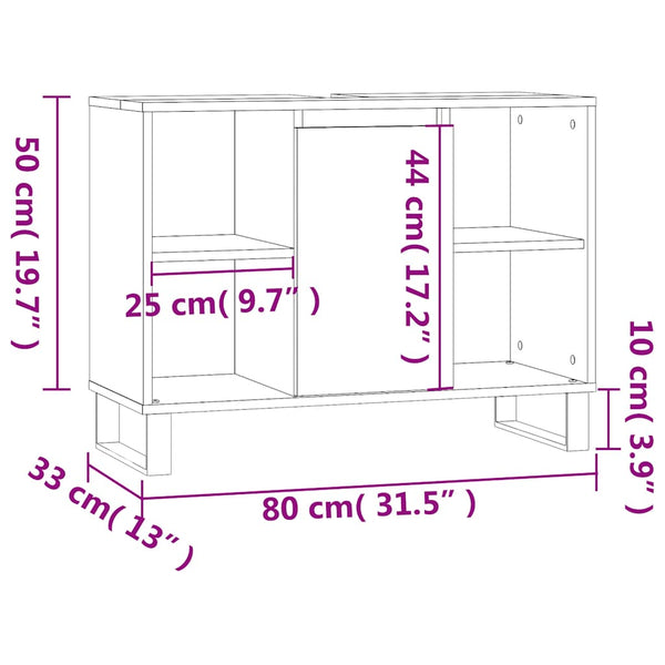 Hochglanz Badschrank Weiß 80cm