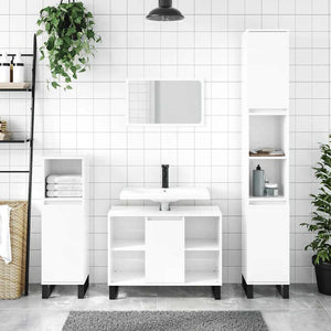 Hochglanz Badschrank Weiß 80cm