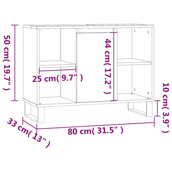 Badschrank Braun Eichenoptik 80 cm
