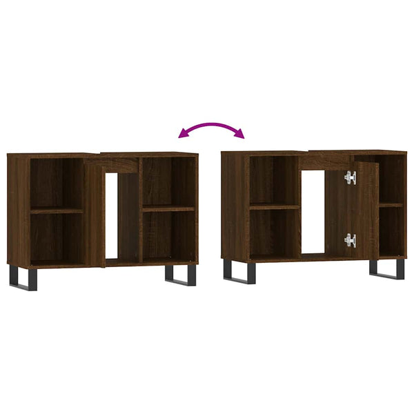 Badschrank Braun Eichenoptik 80 cm