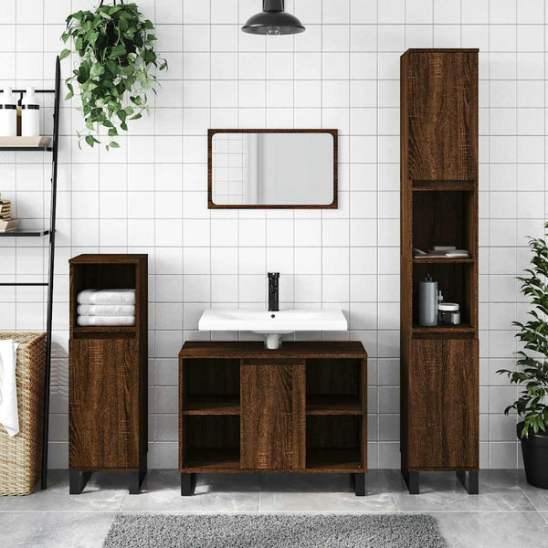 Badschrank Braun Eichenoptik 80 cm