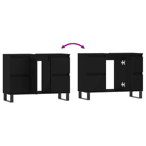 Schwarzer Badschrank 80 cm