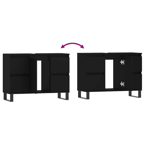 Schwarzer Badschrank 80 cm