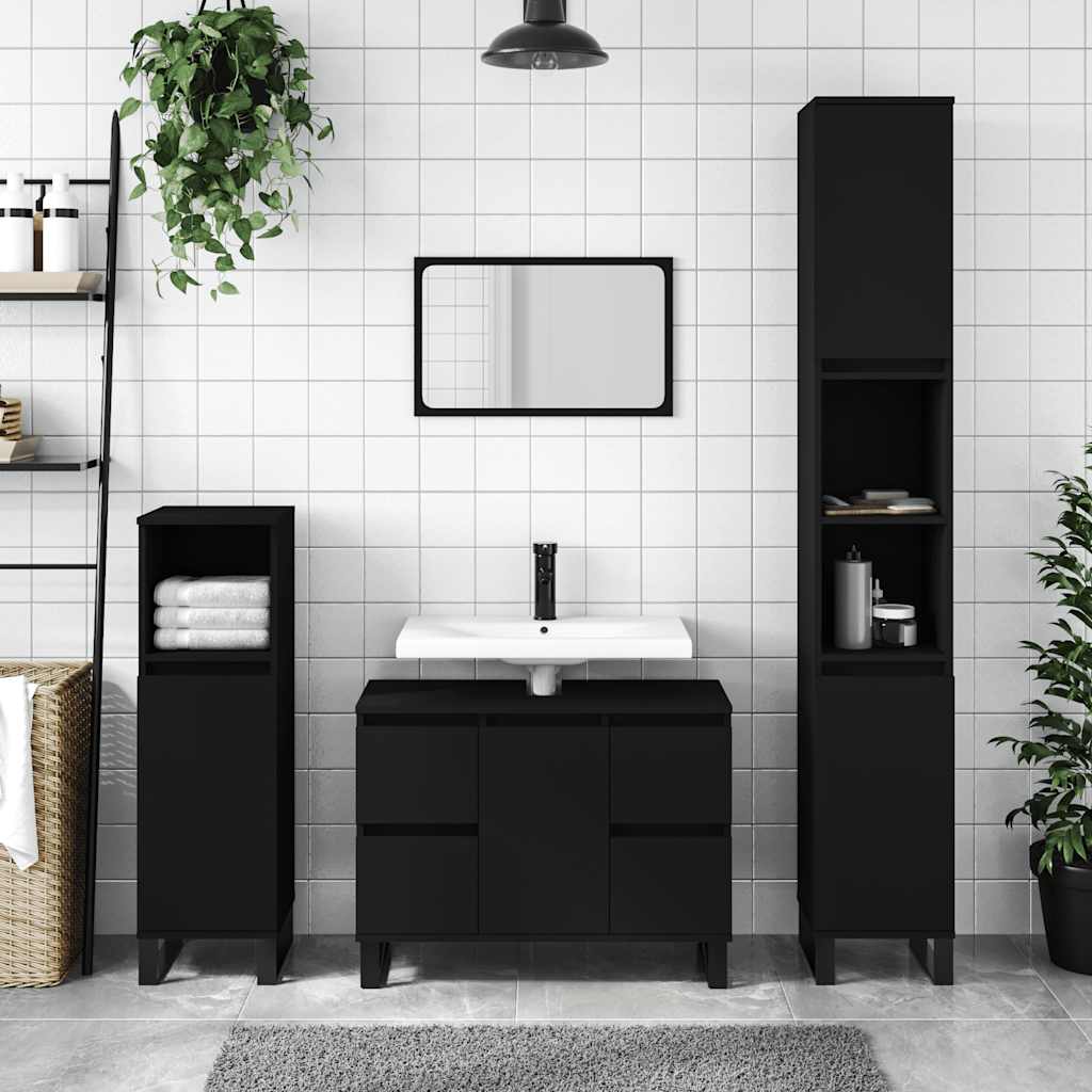 Schwarzer Badschrank 80 cm