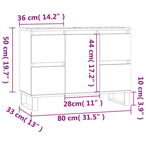 Grauer Badschrank Sonoma 80 cm
