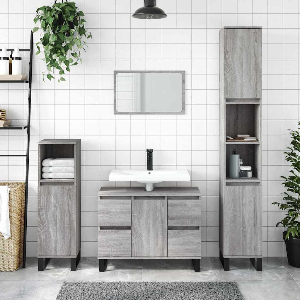 Grauer Badschrank Sonoma 80 cm