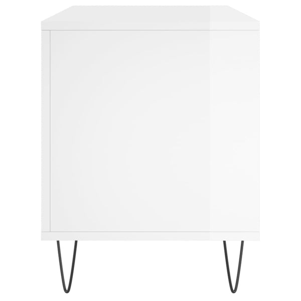 Plattenschrank Hochglanz Weiß 100x38x48 cm