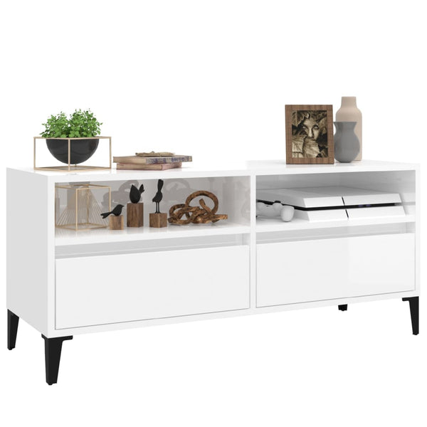 TV-Schrank, Hochglanz Weiß, 100 cm