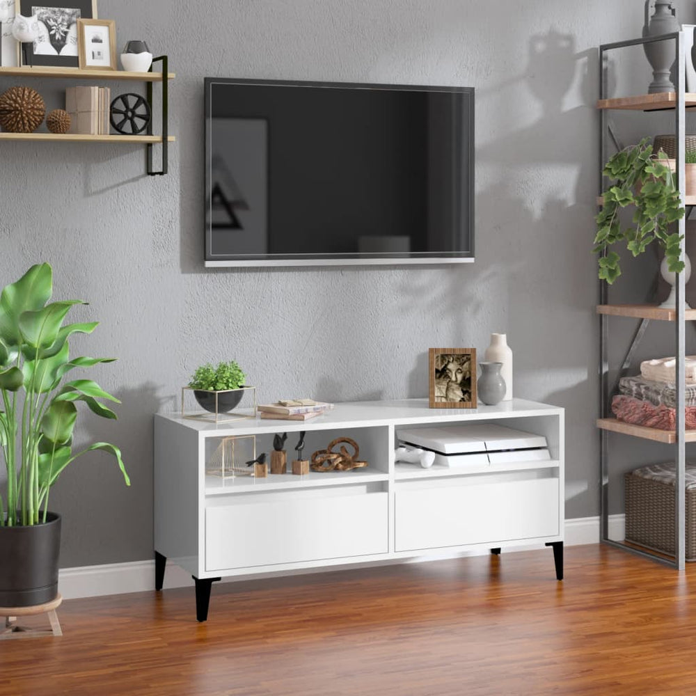 TV-Schrank, Hochglanz Weiß, 100 cm