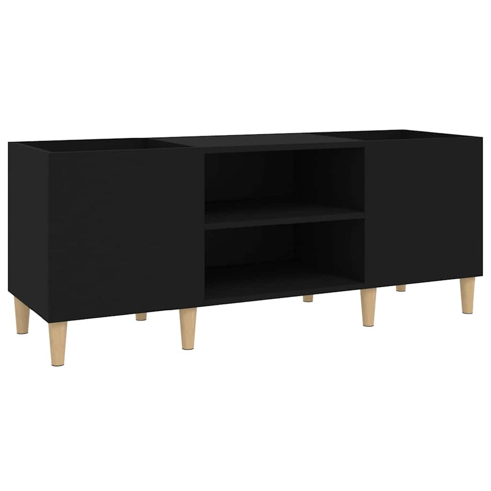 Schwarzer Schallplattenschrank aus Holz