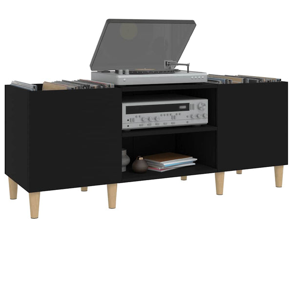 Schwarzer Schallplattenschrank aus Holz