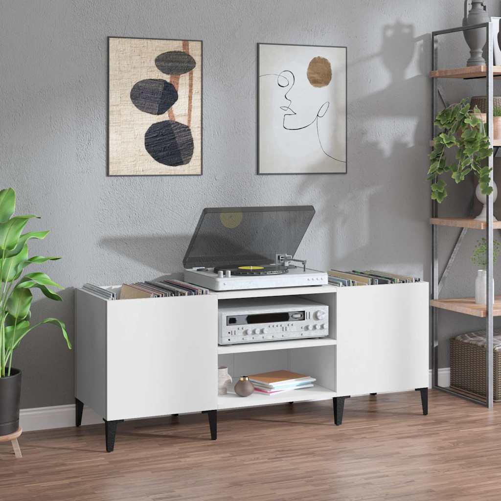 Weißer Schallplattenschrank aus Holz
