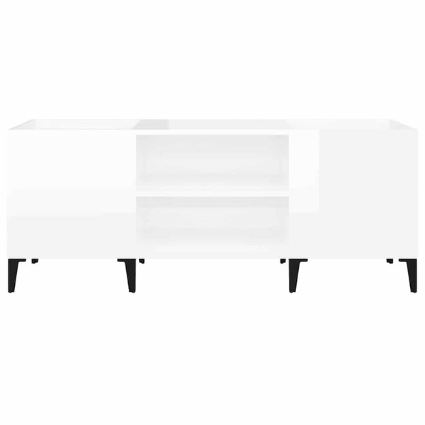 vidaXL Meuble pour tourne-disque blanc brillant 121x38x48 cm Bois d'ingénierie