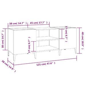 vidaXL Meuble pour tourne-disque blanc brillant 121x38x48 cm Bois d'ingénierie