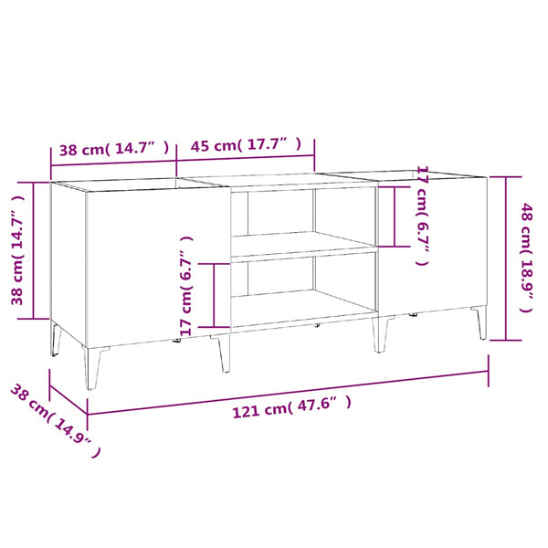 vidaXL Meuble pour tourne-disque blanc brillant 121x38x48 cm Bois d'ingénierie