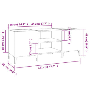 Plattenschrank Betongrau, 121 cm