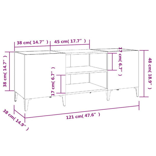 Plattenschrank Betongrau, 121 cm