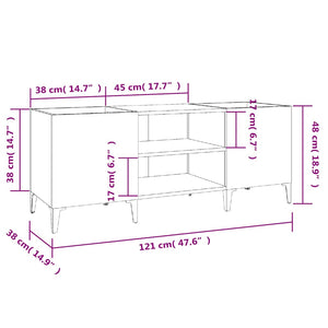 Plattenschrank Grau Sonoma 121 cm