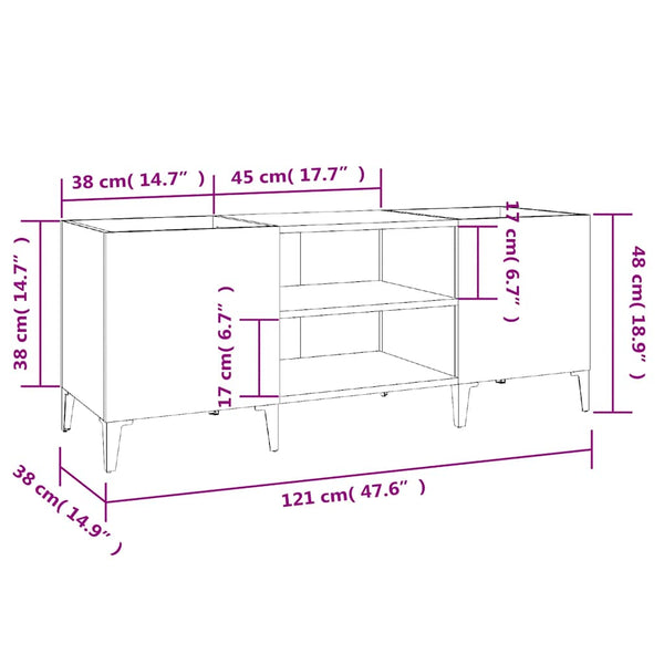 Plattenschrank Grau Sonoma 121 cm
