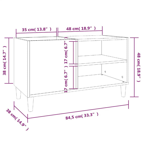 vidaXL Meuble de rangement gris béton 84,5x38x48 cm en bois d'ingénierie