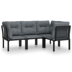 4-tlg. Garten Lounge Set Schwarz Grau Poly Rattan
