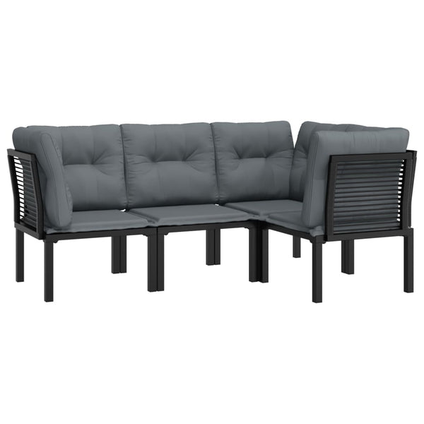 4-tlg. Garten Lounge Set Schwarz Grau Poly Rattan