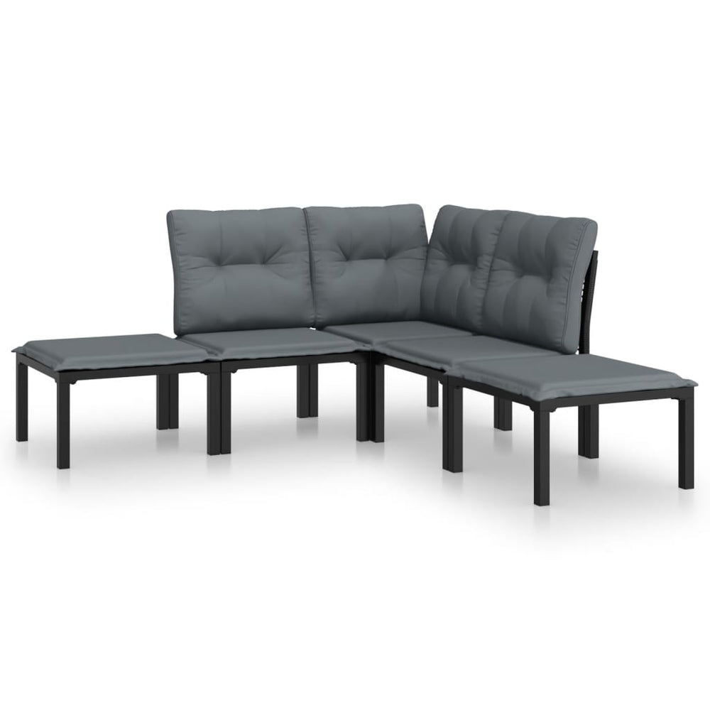 vidaXL Salon de jardin 5 pcs Noir et Gris Résine tressée