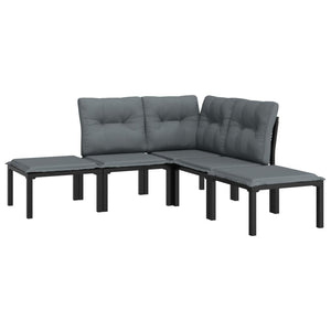 5-teiliges Garten Lounge Set Poly Rattan Grau Schwarz