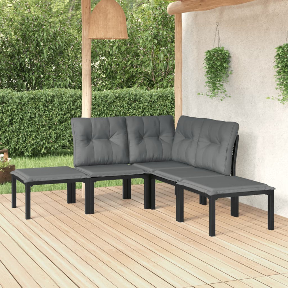 vidaXL Salon de jardin 5 pcs Noir et Gris Résine tressée