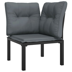 9-teiliges Garten Lounge Set Schwarz Grau Rattan