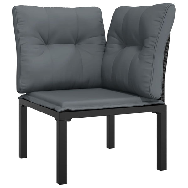 6-teiliges Garten Lounge Set Poly Rattan Schwarz Grau