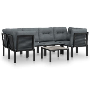 7-teiliges Garten Lounge Set Schwarz Grau