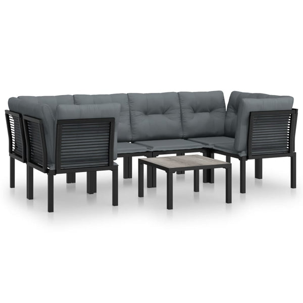 7-teiliges Garten Lounge Set Schwarz Grau