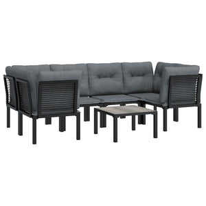 7-teiliges Garten Lounge Set Schwarz Grau