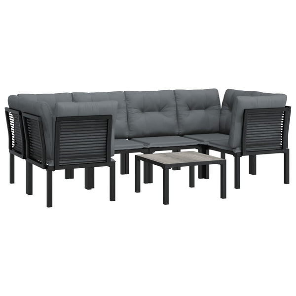 7-teiliges Garten Lounge Set Schwarz Grau