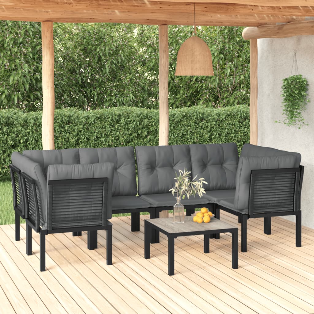 7-teiliges Garten Lounge Set Schwarz Grau