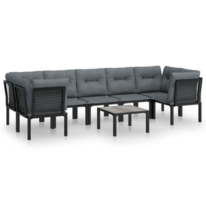 8-teiliges Garten Lounge Set Schwarz Grau