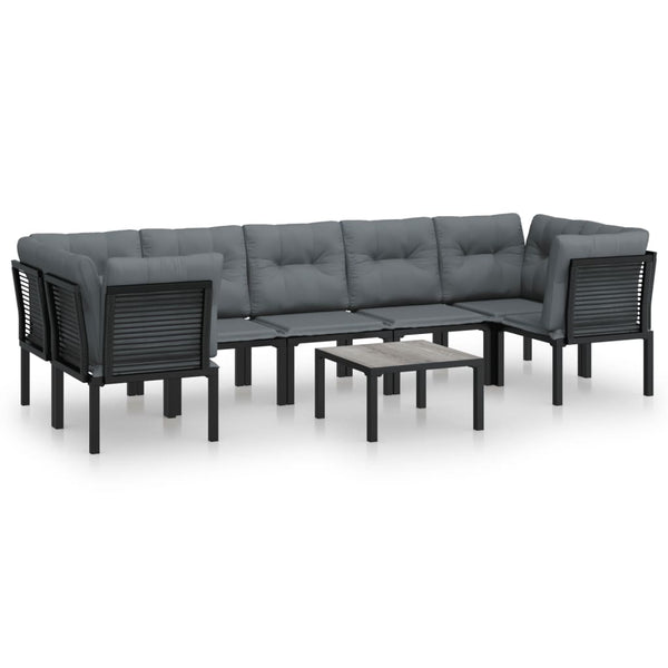 8-teiliges Garten Lounge Set Schwarz Grau