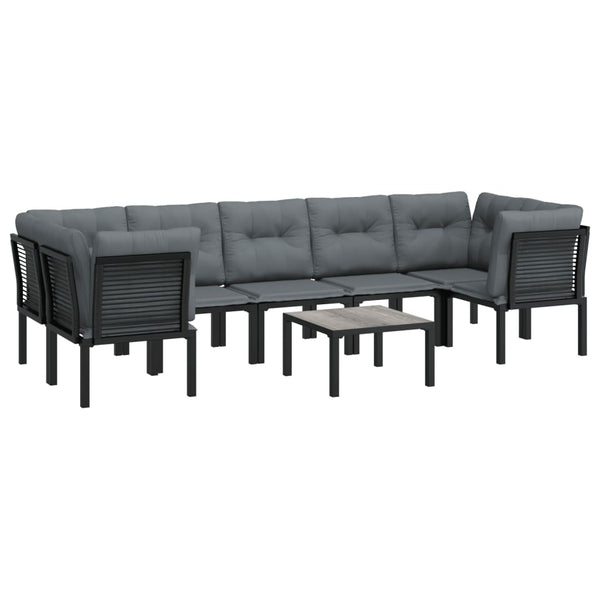 8-teiliges Garten Lounge Set Schwarz Grau