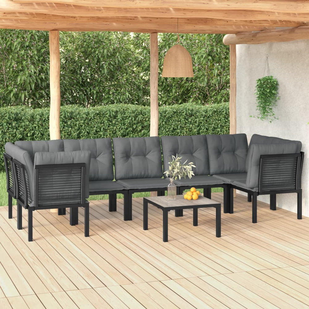 8-teiliges Garten Lounge Set Schwarz Grau