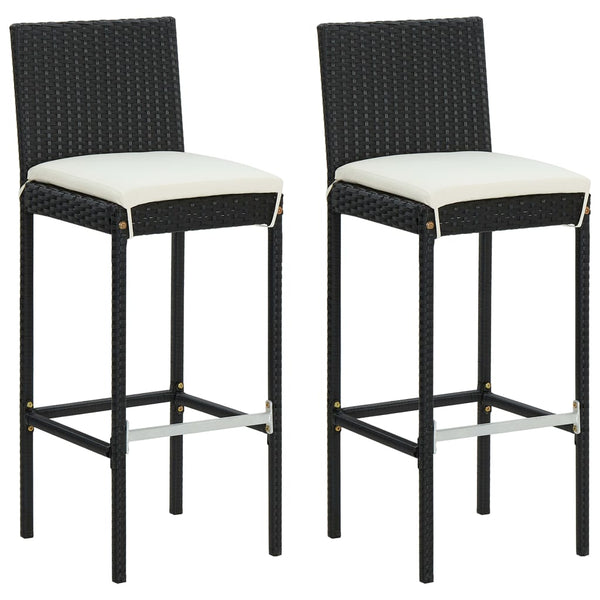 vidaXL Ensemble de bar de jardin 3 pièces avec coussins résine tressée noir