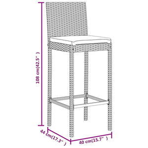 vidaXL Ensemble de bar de jardin 11 pcs avec coussins gris résine tressée